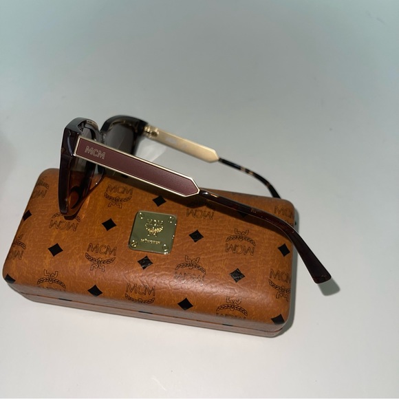 MCM 55mm Brown Modified Rectangle Sunglasses - Authentic -New W/Case & Cloth - Picture 12 of 16